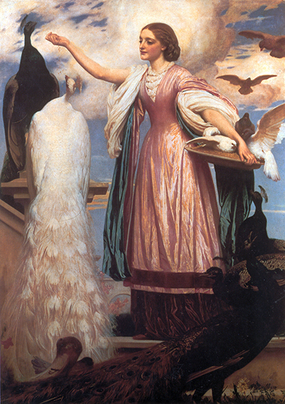 A Girl Feeding Peacocks Frederic Leighton